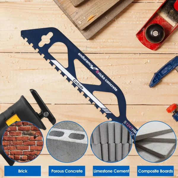 Reciprocating Saw Blade 12/18inch Universal Cutting Recip Sabre Saw Blade Alloy Steel Brick Concrete Cutting Saw Blade Masonry Cutting Blade for Cement Composite Panels Bricks