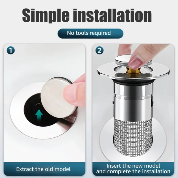 TMWEFUSC 2Pcs Bathroom Sink Drain Strainer, Sink Stopper, Hair Drain Catcher, Bathtub Drain Stopper, Kitchen Sink Drain Strainer, Bathroom Sink Drain Stopper, Tub Stopper Bathtub Drain - Image 4