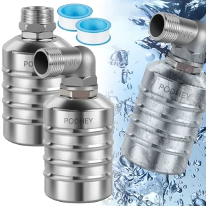 TMWEFUSC 2Pcs Water Float Valve, 304 Stainless Steel Fully Automatic Mini Floating Ball Valve Auto Shut Off Water Tank Controller Valve (1/2" Side water intake and 3/4'' Upper water intake)
