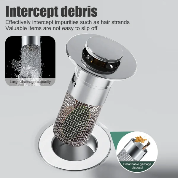 TMWEFUSC 2Pcs Bathroom Sink Drain Strainer, Sink Stopper, Hair Drain Catcher, Bathtub Drain Stopper, Kitchen Sink Drain Strainer, Bathroom Sink Drain Stopper, Tub Stopper Bathtub Drain - Image 3