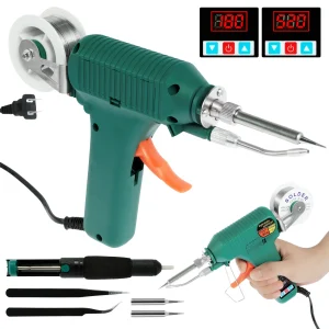 TMWEFUSC Soldering Iron Kit, Soldering Gun, Heat Gun, 80W 180-520℃ Adjustable Temperature Corded Solder Iron Internal Heat Electric Welding Tool with Welding Wire ,for Metal,Electric Repairs