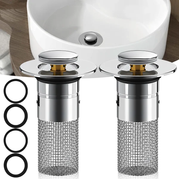 TMWEFUSC 2Pcs Bathroom Sink Drain Strainer, Sink Stopper, Hair Drain Catcher, Bathtub Drain Stopper, Kitchen Sink Drain Strainer, Bathroom Sink Drain Stopper, Tub Stopper Bathtub Drain
