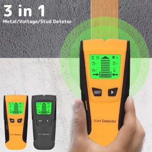 TMWEFUSC Stud Finder, Wall Scanner - 3 in 1 Electronic Stud Finder LCD Screen Precise Position Measuring Instruments, for the Center and Edge of Wood, AC Wire, Metal and Studs Detection, Yellow